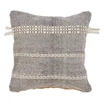 LR Resources Zanthia Black and Natural Striped Hypoallergenic 100% Cotton 20 in. x 20 in. Throw Pillow thumbnail 1