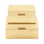 CosmoLiving by Cosmopolitan Metallic Gold Decorative Wooden Boxes, Set of 2, Rectangular Gold Leaf Finish thumbnail 1