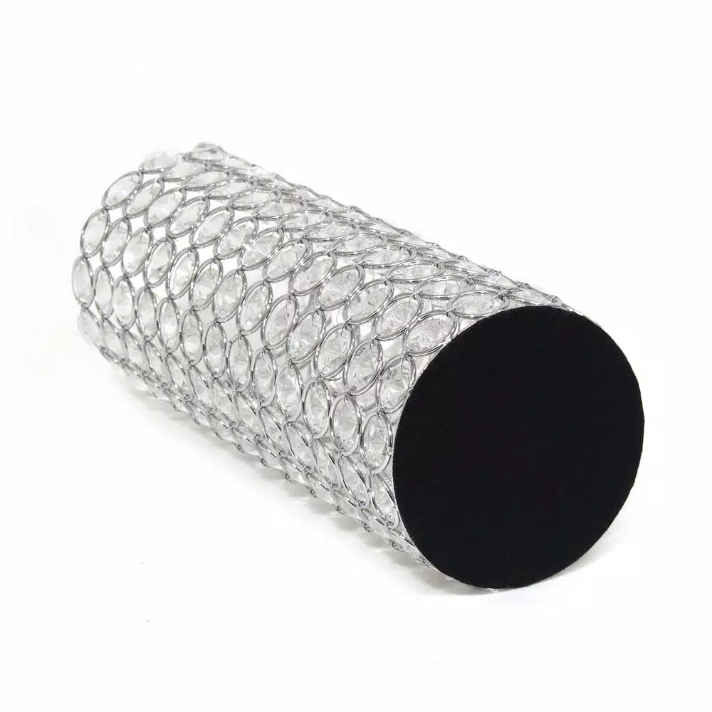 Elegant Designs 11.25 in. Chrome and K5 Crystal Cylinder Decorative Table Vase