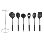 Classic Cuisine 7-Piece Stainless Steel and Silicone Kitchen Utensil Set with Holder thumbnail 1