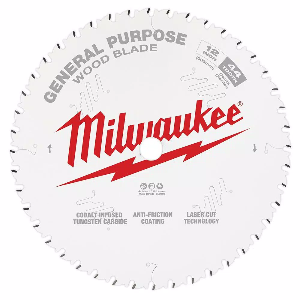 Milwaukee 12 in. Circular Saw Blade 2-Pack, 44-Tooth General Purpose & 80-Tooth Fine Finish Carbide Blades
