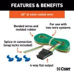 CURT 4-Way Flat Trailer Connector Socket with 60" Wires and Installation Hardware thumbnail 6