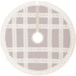 VHC Brands 21 in. Grey Margot Farmhouse Christmas Tree Skirt with Diamond Cut Lace thumbnail 1