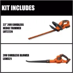 Black+Decker 22 in. 20V Max Cordless Hedge Trimmer Kit with (2) 1.5Ah Batteries, Charger, and Bonus Blower thumbnail 3