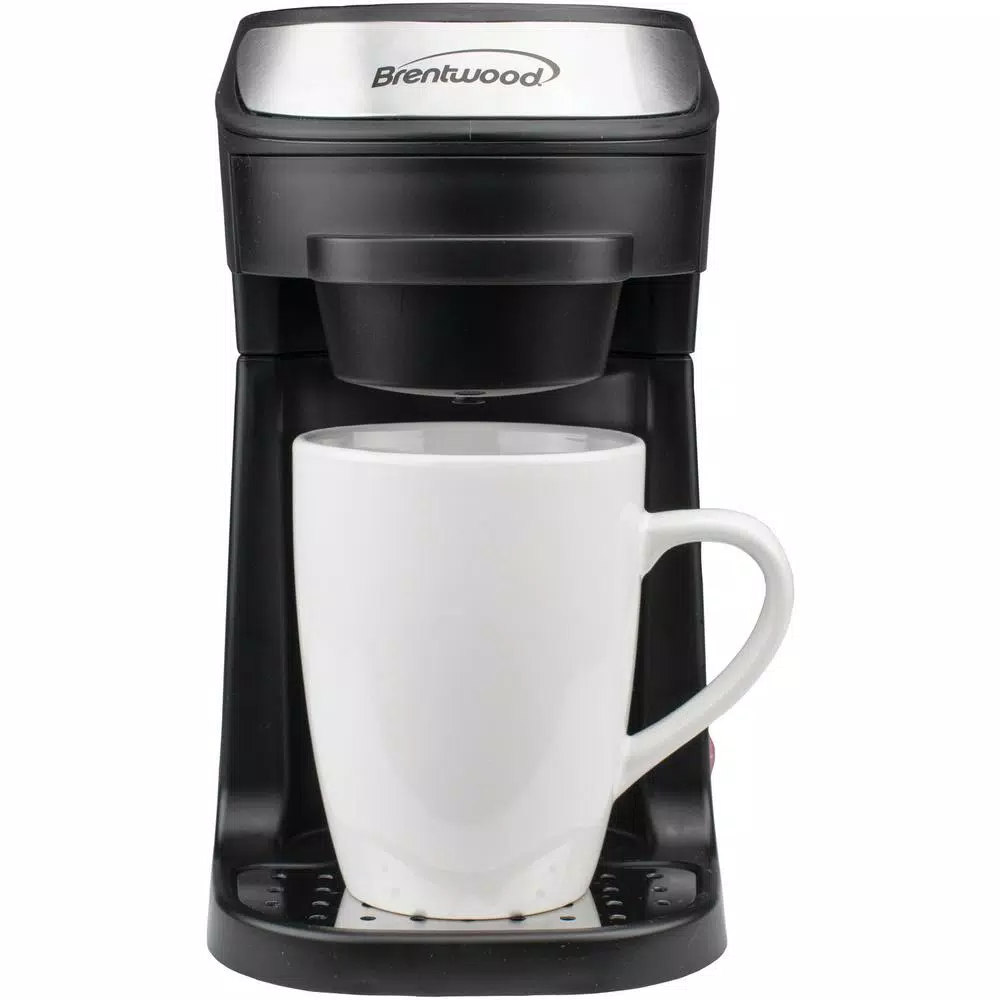 Brentwood Appliances TS-111BK Single Serve Coffee Maker with 12 oz. Porcelain Mug, Black