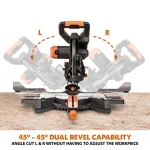 Evolution Power Tools Evolution R255SMSDB+ 10 in. 15 Amp Dual Bevel Sliding Miter Saw with Laser Guide thumbnail 8