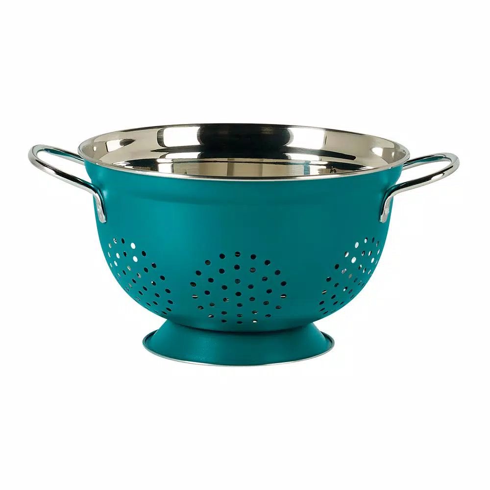 Denmark Teal Stainless Steel Colander Set, 2-Piece Nesting Kitchen Strainers