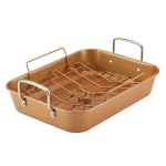 Ayesha Curry Ayesha Bakeware Nonstick Roasting Pan with Convertible Rack, 11 x 15-Inch, Copper thumbnail 1