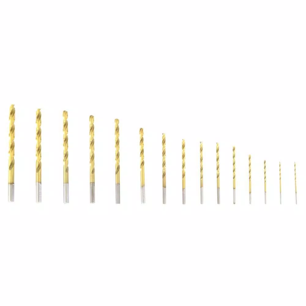 WEN 15-Piece Titanium-Coated Twist Drill Bit Set with Hex Shank