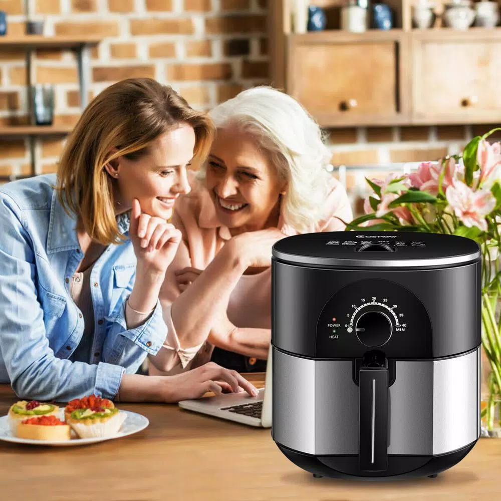 Costway 3.5 Qt. Electric Stainless Steel Air Fryer Oven, 1300W Oilless Cooker with Auto Shut-Off