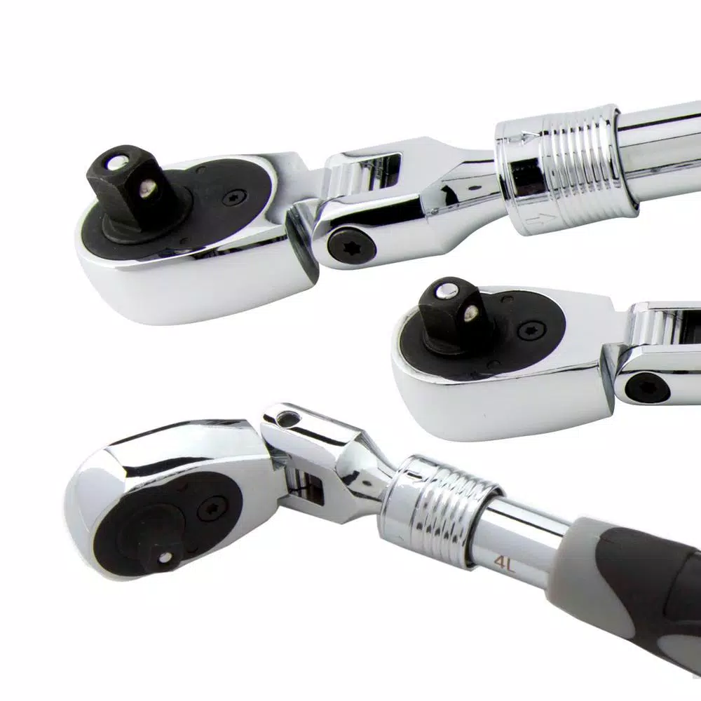 STEELMAN PRO 96753 3-Piece Extendable Flex-Head Ratchet Set, 1/4 in., 3/8 in., and 1/2 in. Drive
