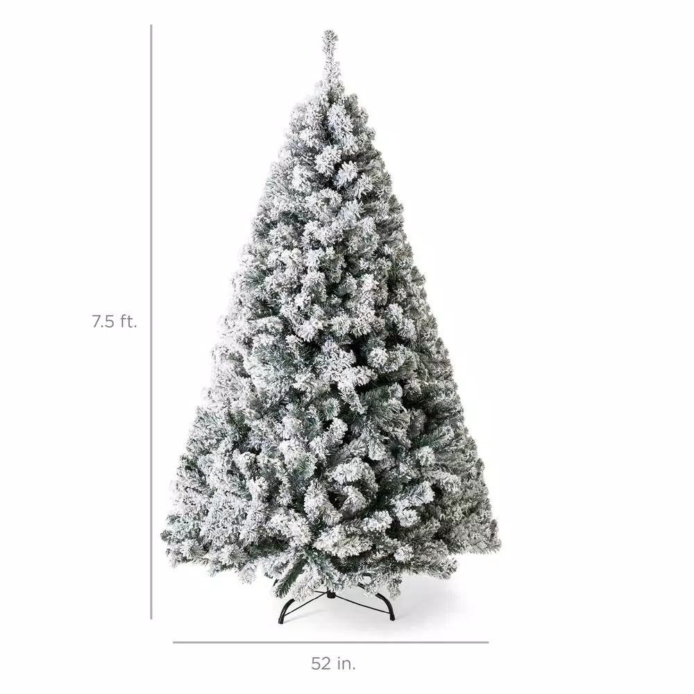Best Choice Products 7.5 ft. Pre-Lit Flocked Artificial Christmas Tree with 550 Warm White Incandescent Lights