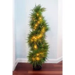 Nearly Natural 43 in. Cedar Spiral Topiary with Lights, Green Artificial Plant in Black Pot thumbnail 4
