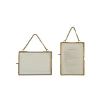3R Studios Gold Brass Hanging Picture Frame Set of 2 - Vintage Style Rectangle Metal Frames for 5x7 Photos thumbnail 1