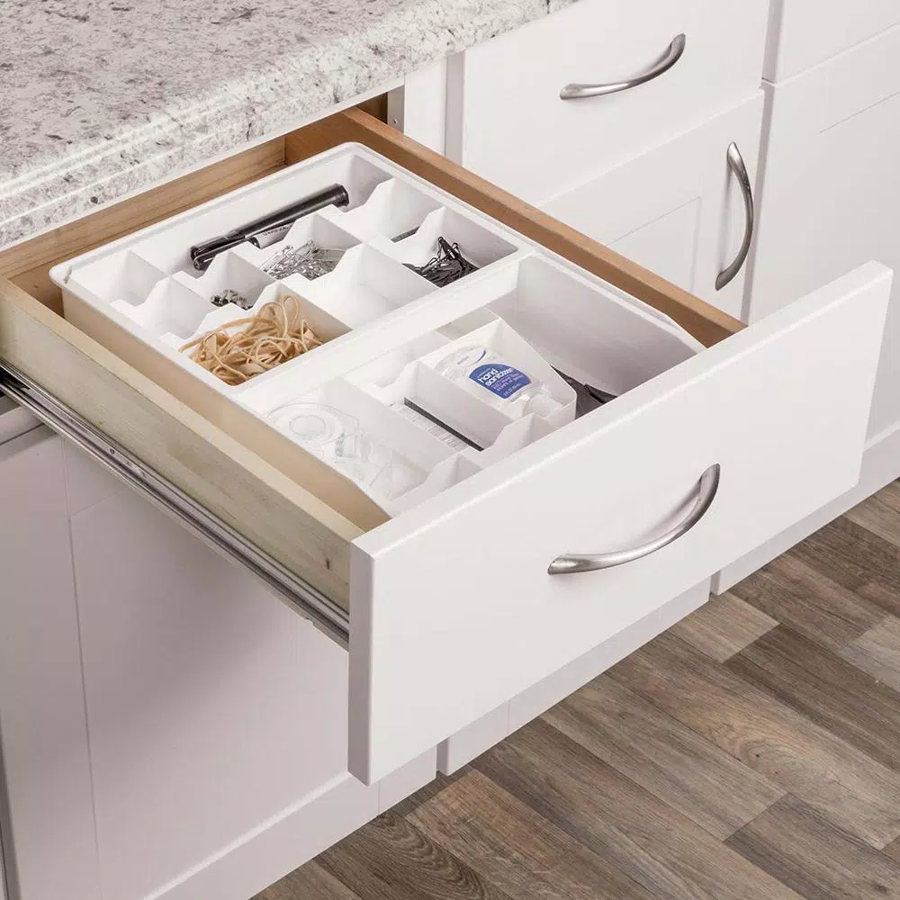Real Solutions for Real Life White 6-Compartment 2-Tier Drawer Organizer for Office, Craft, and Kitchen Supplies