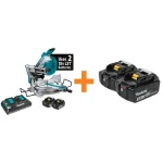 Makita 18V X2 LXT 10 in. Brushless Dual-Bevel Sliding Compound Miter Saw Kit with 4 5.0 Ah Batteries & Charger thumbnail 1