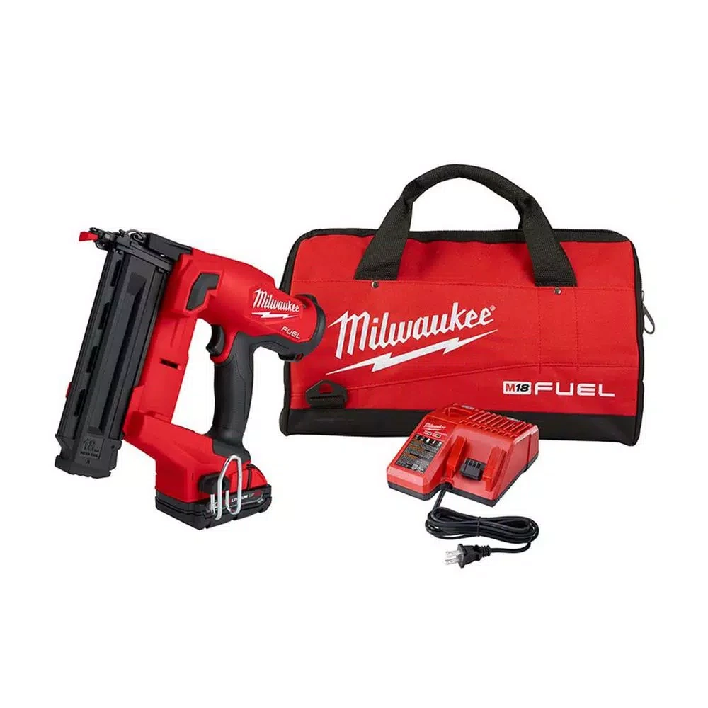 Milwaukee M18 FUEL GEN II 18-Gauge Brushless Cordless Brad Nailer Kit with 2.0 Ah Battery and Charger