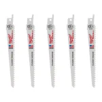 Milwaukee 6 in. 6 TPI Wood Cutting Reciprocating Saw Blades, 5-Pack thumbnail 1