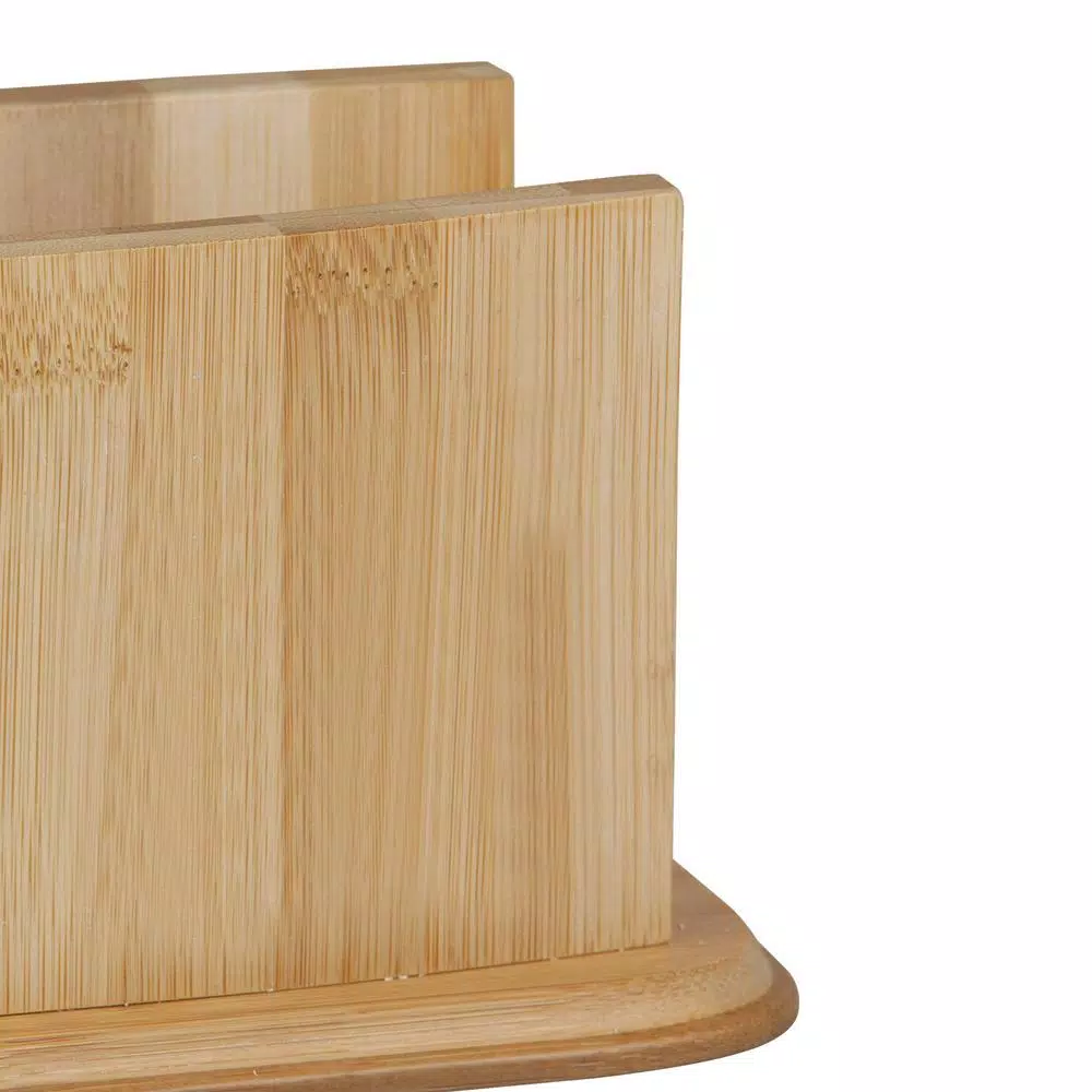 Home Basics Bamboo Napkin Holder - Natural Wood Vertical Standing Design for Kitchen & Outdoor Use