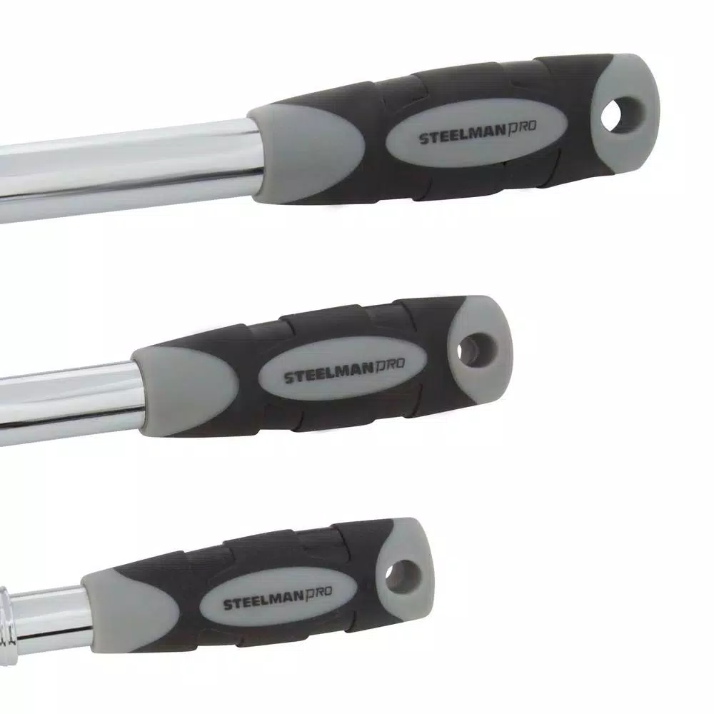 STEELMAN PRO 96753 3-Piece Extendable Flex-Head Ratchet Set, 1/4 in., 3/8 in., and 1/2 in. Drive