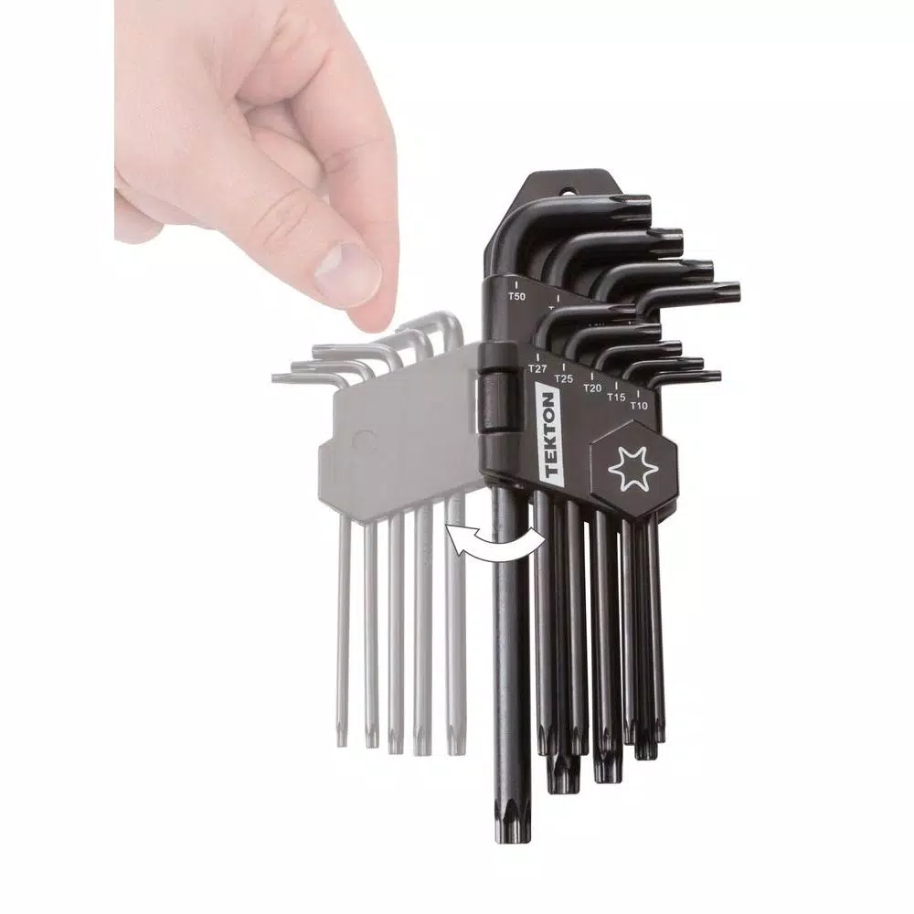 TEKTON 9-Piece Star Key Set, T10-T50 Torx L-Shaped Wrench Set