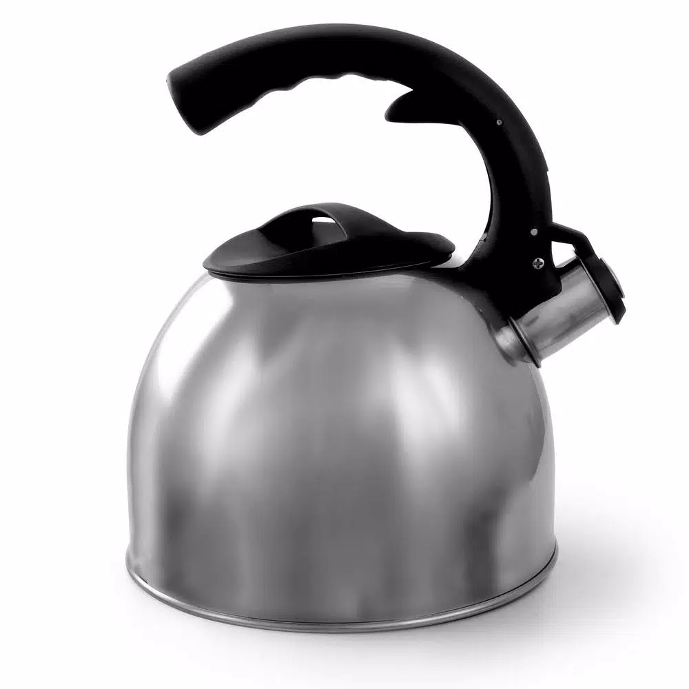 Mr. Coffee Steamline 2 Qt. Stainless Steel Tea Kettle with Whistle, Gray