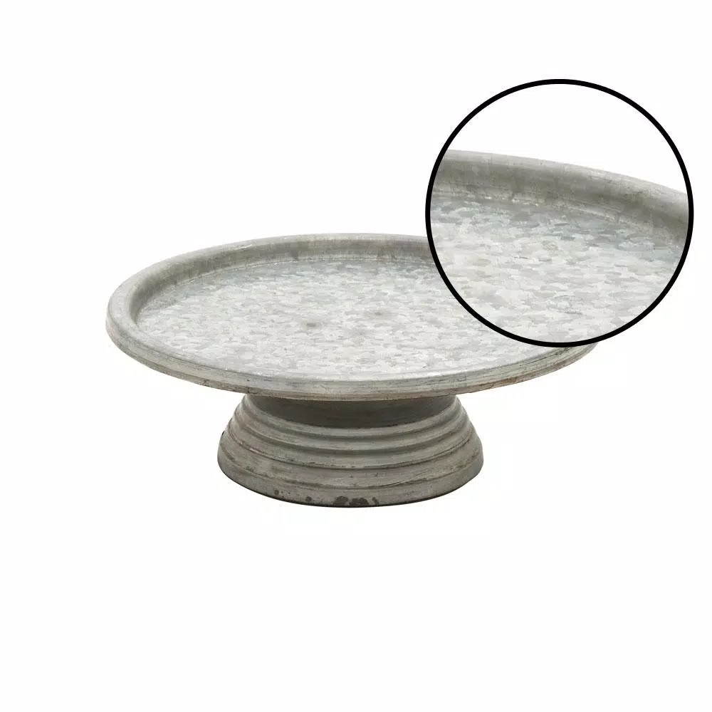 LITTON LANE 13 in. Round Iron Metal Cake Stand with Distressed Gray and Black Finish