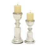 LITTON LANE Silver Glass Bell-Shaped Base Candle Holders, Set of 2 thumbnail 2