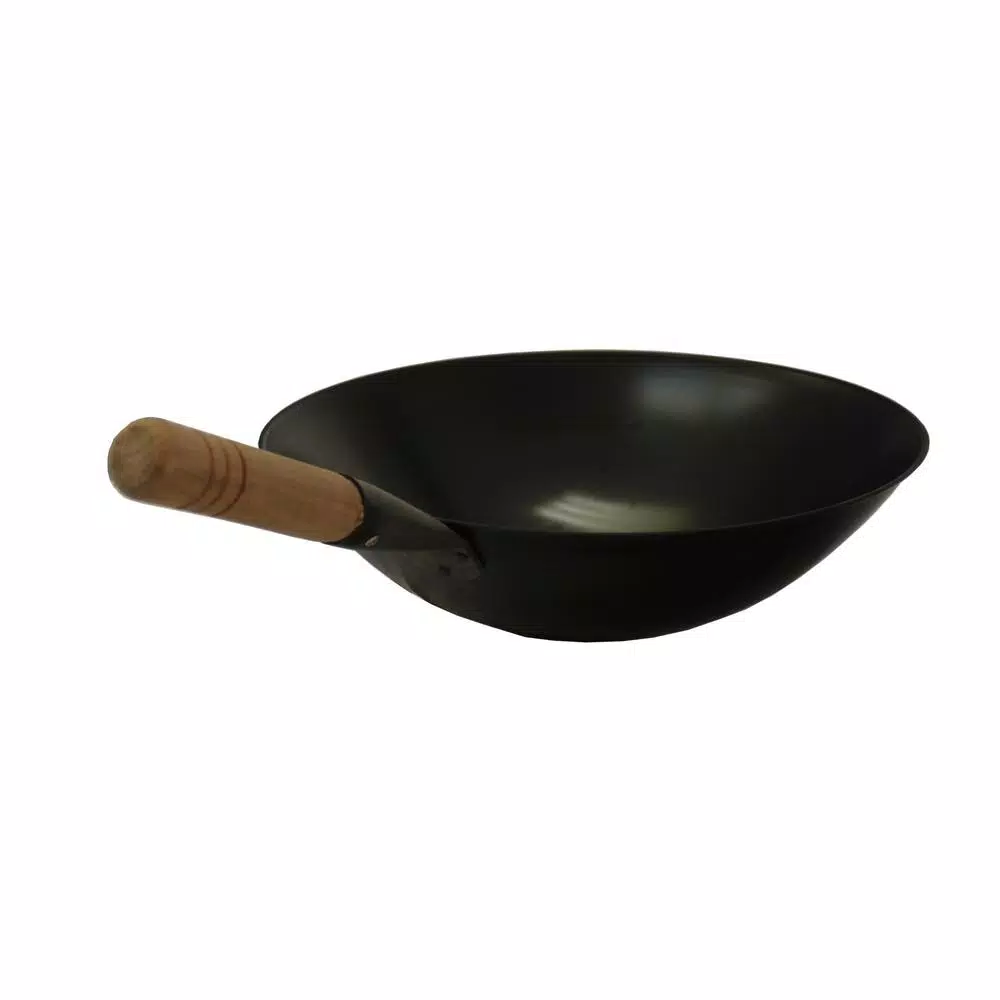 SPT 15.75 in. Cool Roll Iron Wok, Induction Ready, Black