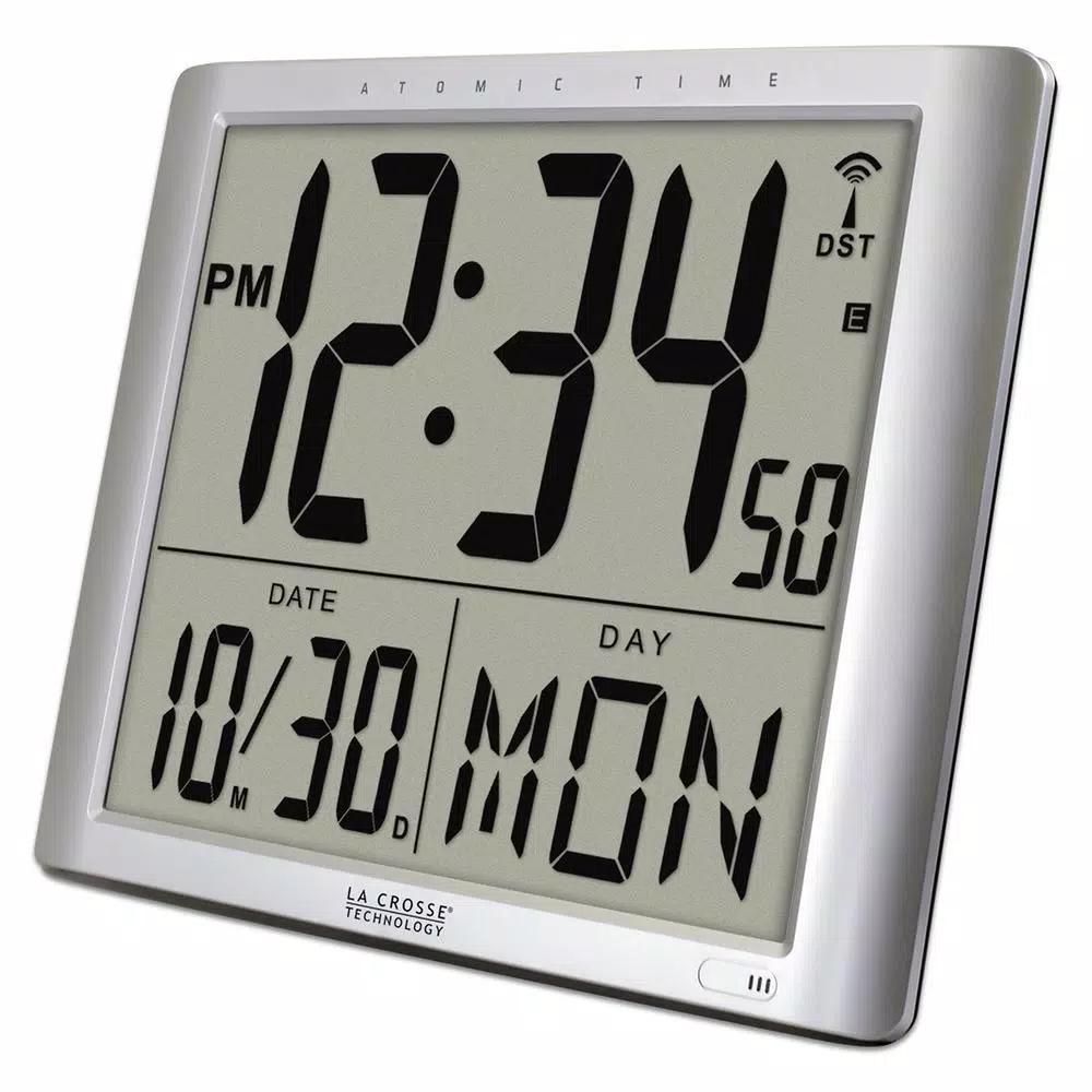 La Crosse Technology 20 in. Extra Large Digital Atomic Wall Clock - Radio Controlled with Date Display