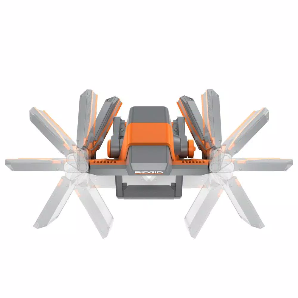 RIDGID 18V Cordless Hybrid Folding Panel Light with 1.5 Ah Lithium-Ion Battery, 2500 Lumens