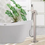 Vanity Art 34 in. Freestanding Single Handle Claw Foot Tub Faucet with Hand Shower, Brushed Nickel thumbnail 2