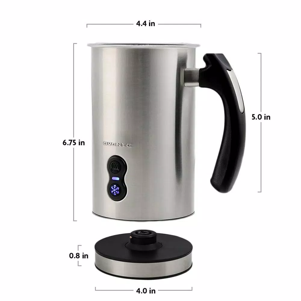 Oventes FR3608 Deluxe Electric Milk Frother and Steamer, 8 oz Silver Automatic Foam Maker