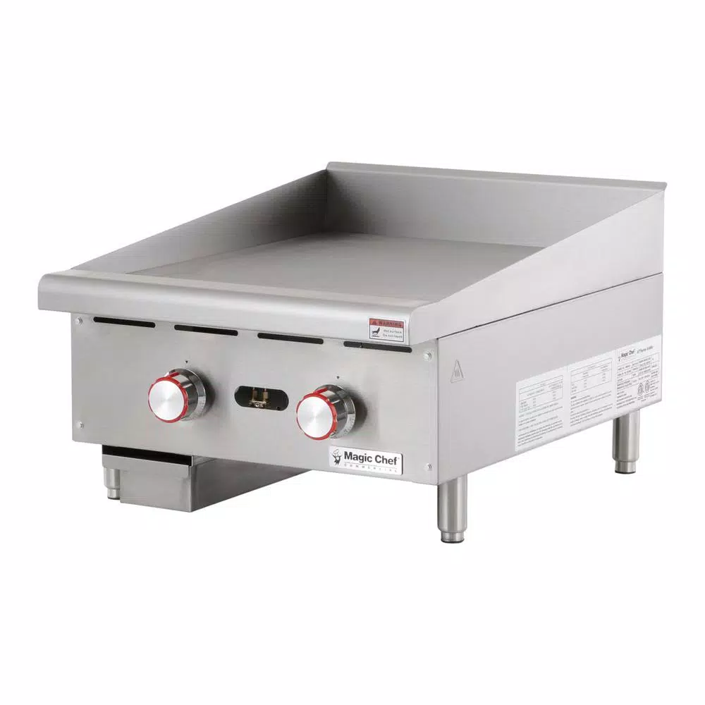 Magic Chef 24 in. Commercial Natural Gas Countertop Griddle, Stainless Steel