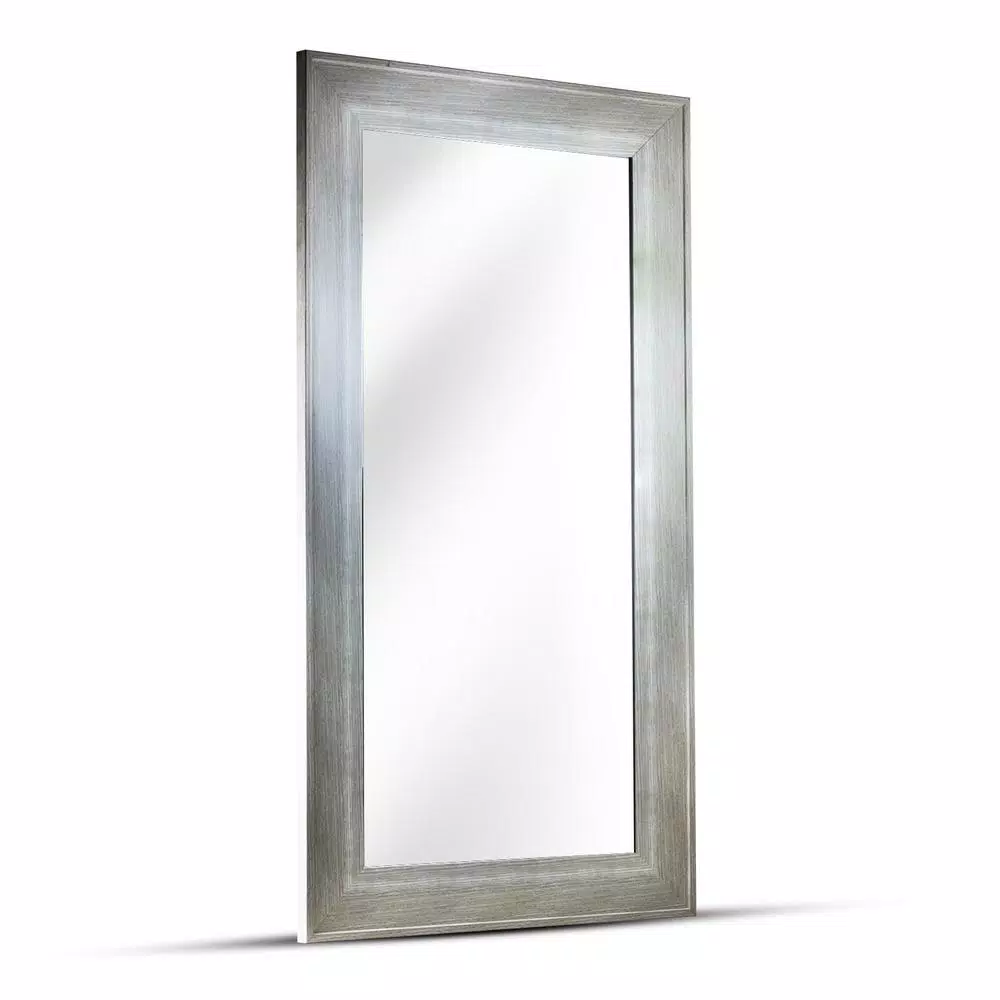 Crystal Art Gallery Large Rectangle White Modern Mirror with Wood Grain Finish (46.5 in. H x 25 in. W)