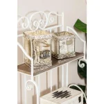 LITTON LANE White Cuboid Glass Candle Holders with Silver Ornate Details, Set of 2 thumbnail 1