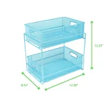 MIND READER 2-Tier Metal Mesh Utensil Caddy & Flatware Organizer, Blue thumbnail 7