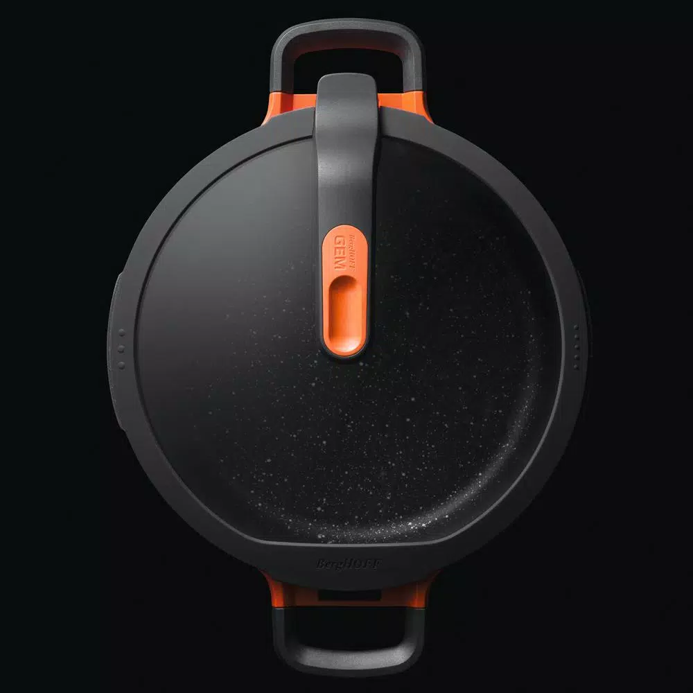 BergHOFF GEM Stay Cool 3.5 qt. Cast Aluminum Nonstick Saute Pan with Glass Lid, Orange
