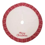 Glitzhome 48 in. White Fleece Christmas Tree Skirt with Jacquard Trim - Merry Christmas thumbnail 1