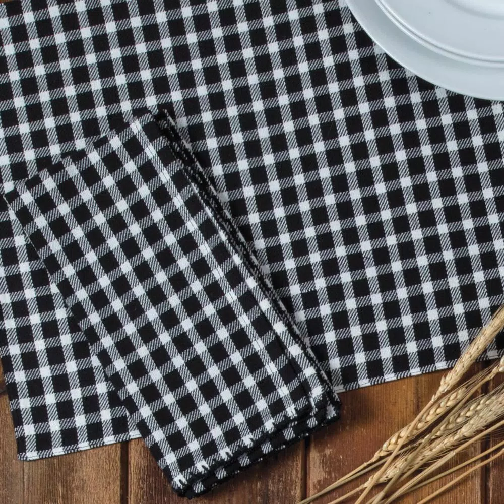 Kay Dee Black and White Gingham Cotton Napkins, 20 in. x 20 in. (4-Pack)