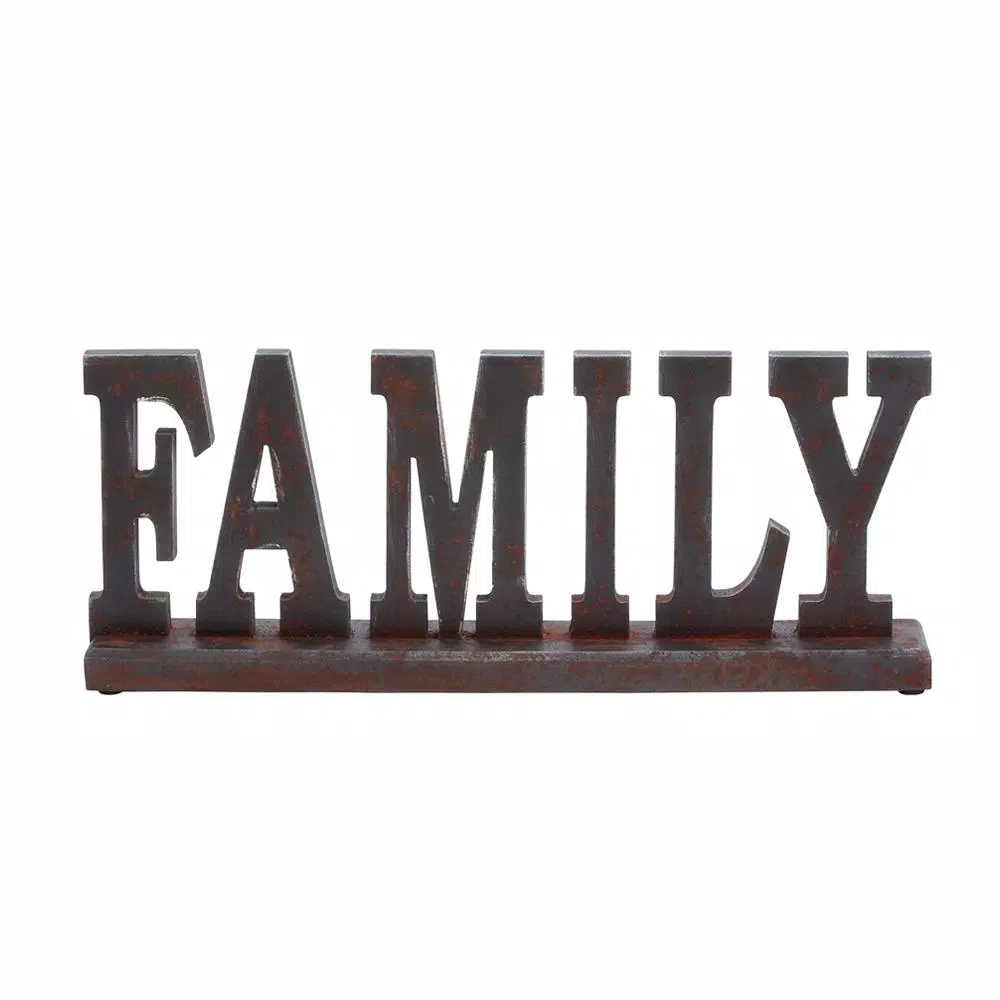 LITTON LANE Home and Hearth 20 in. FAMILY Wooden Tabletop Decor Sign, Distressed Black