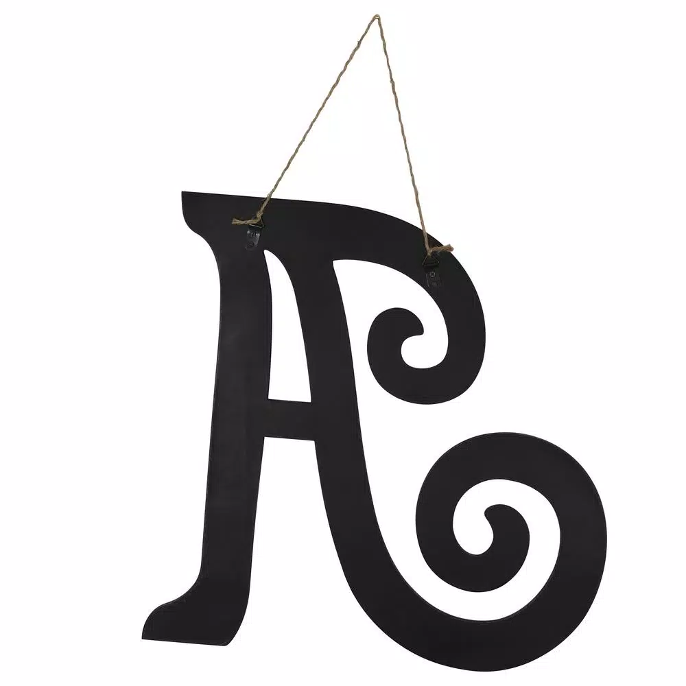 Decor Therapy 20 in. Black Script Letter A Matte MDF Wall Decor