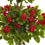 Nearly Natural 48 in. Double Bougainvillea Artificial Topiary Tree in Black Pot, Red Blooms thumbnail 3