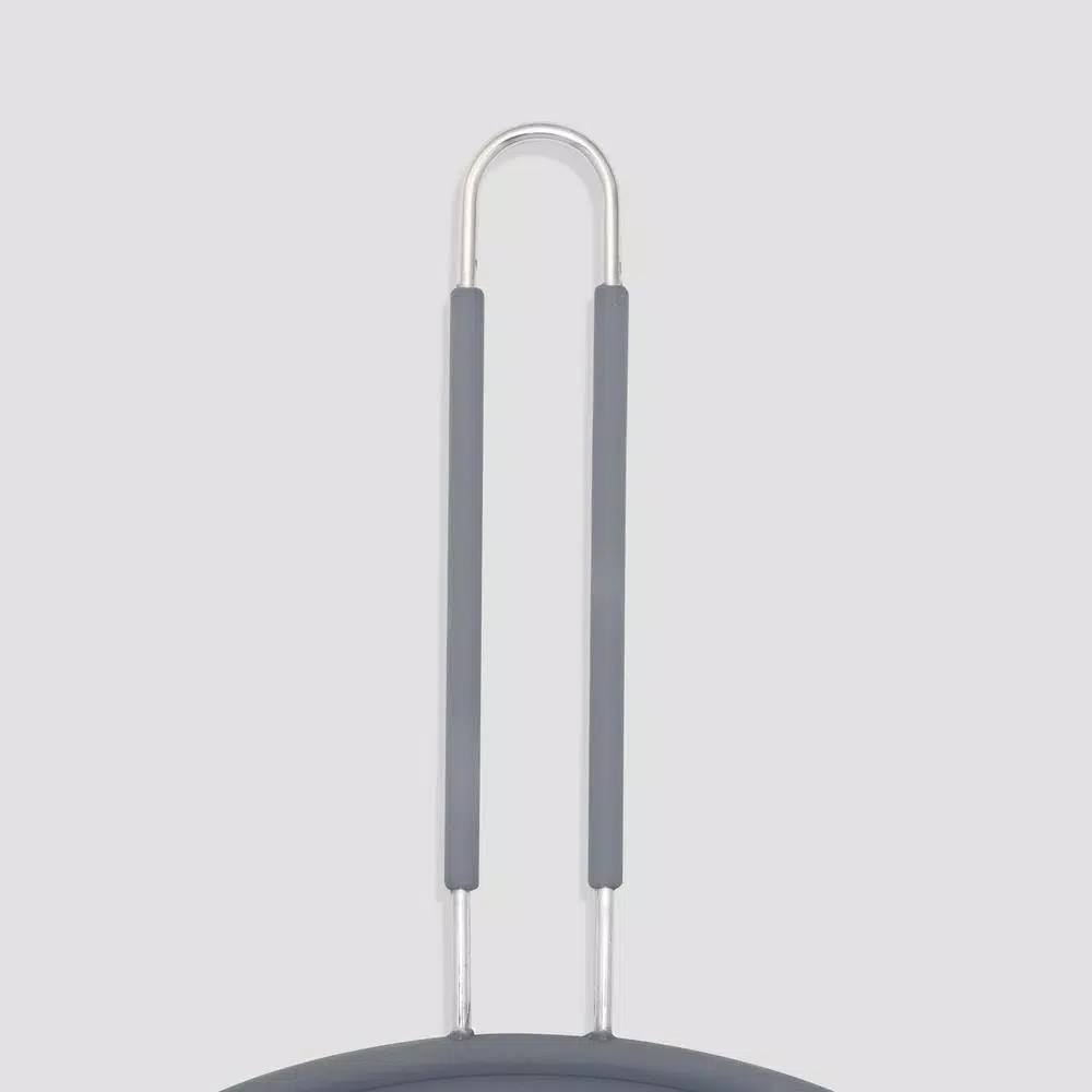 ExcelSteel 13 in. Gray Silicone Splatter Screen with Non-Slip Grip and Stainless Steel Frame