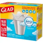 Glad OdorShield Small Trash Bags, 4 Gal, Fresh Clean Scent, Quick-Tie, 26-Count (2-Pack) thumbnail 5