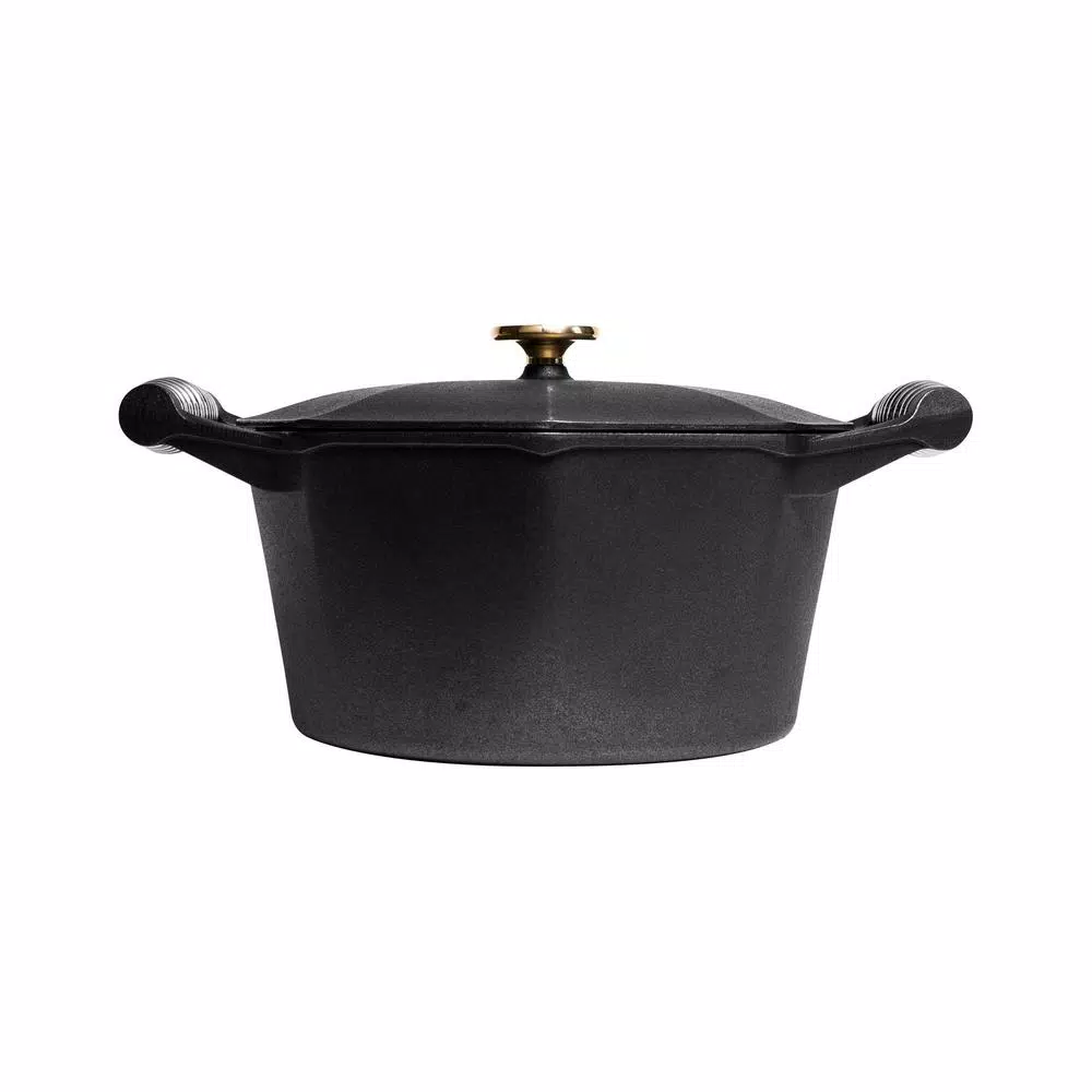 FINEX 5 Qt. Octagon Cast Iron Dutch Oven with Lid, Black