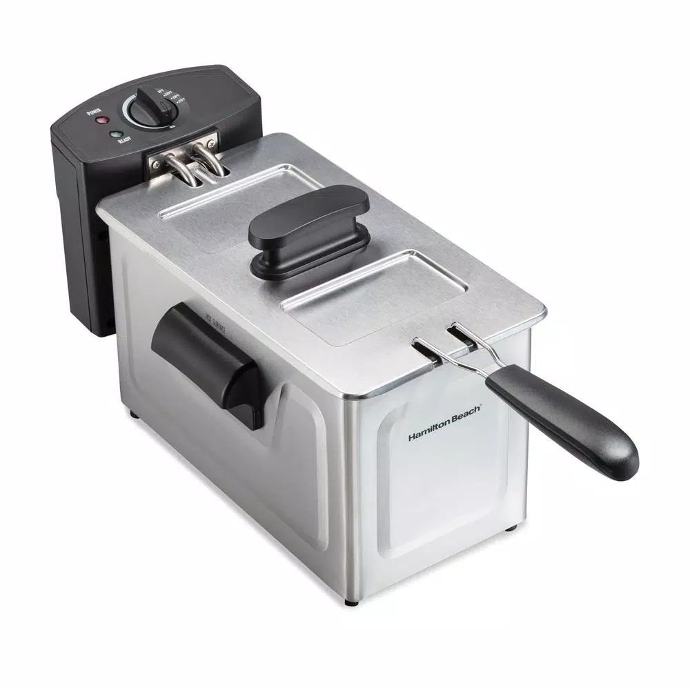 Hamilton Beach 3 Qt. Stainless Steel Deep Fryer, 1500W Electric Countertop Fryer