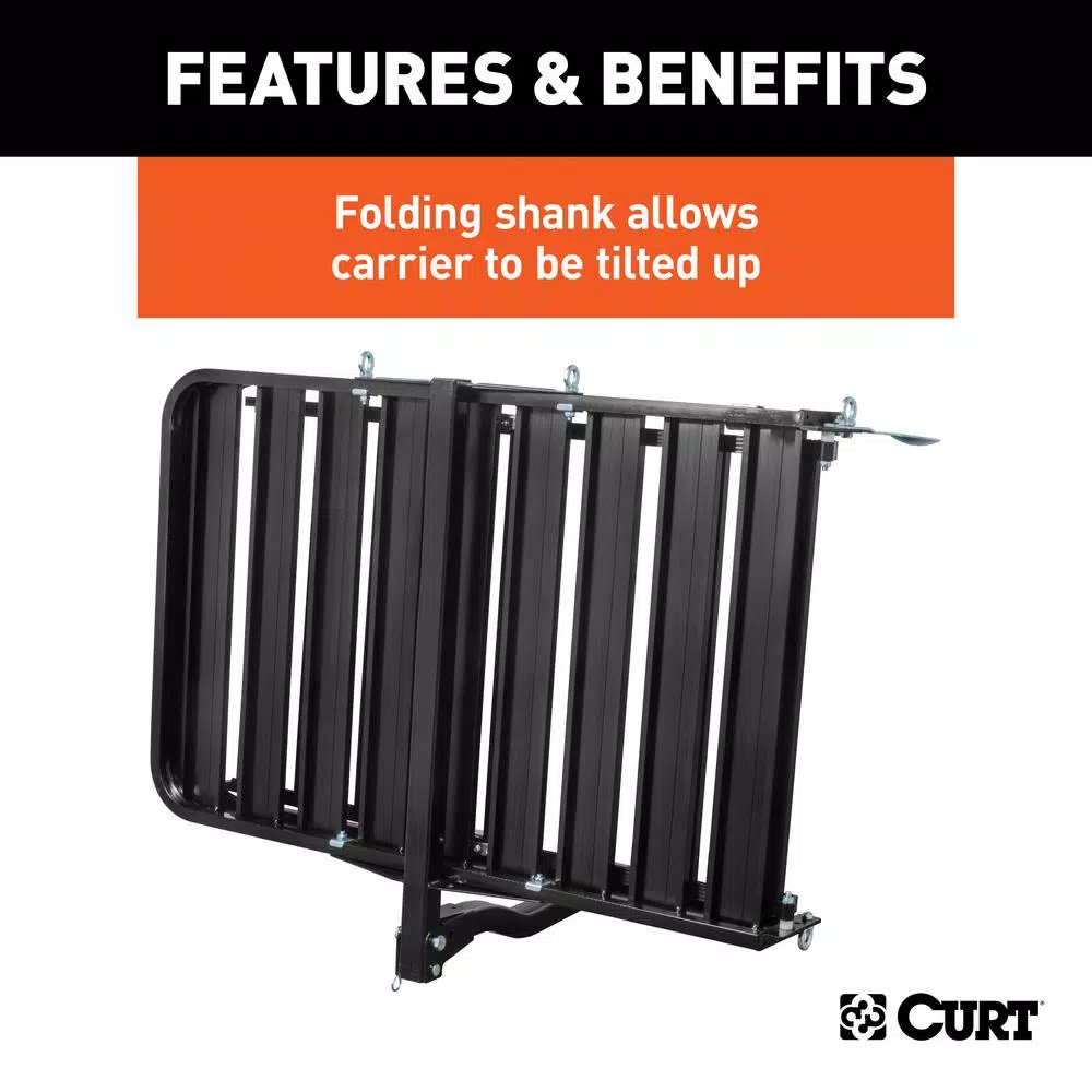 CURT Aluminum Hitch Cargo Carrier with Folding Ramp, 500 lb. Capacity, 2 in. Receiver