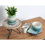 Kate and Laurel Sherald 11 in. White Round Wood Pedestal Tray with Metal Stand thumbnail 5