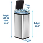 iTouchless Platinum Edition 13 Gal. Stainless Steel Touchless Motion Sensing Trash Can with Extra-Wide Opening thumbnail 5